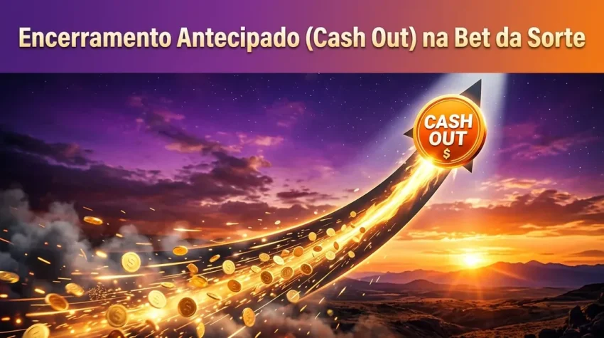 Multiplicador de aposta com moedas douradas sob o céu do pôr do sol, 'Cash Out' destacado.